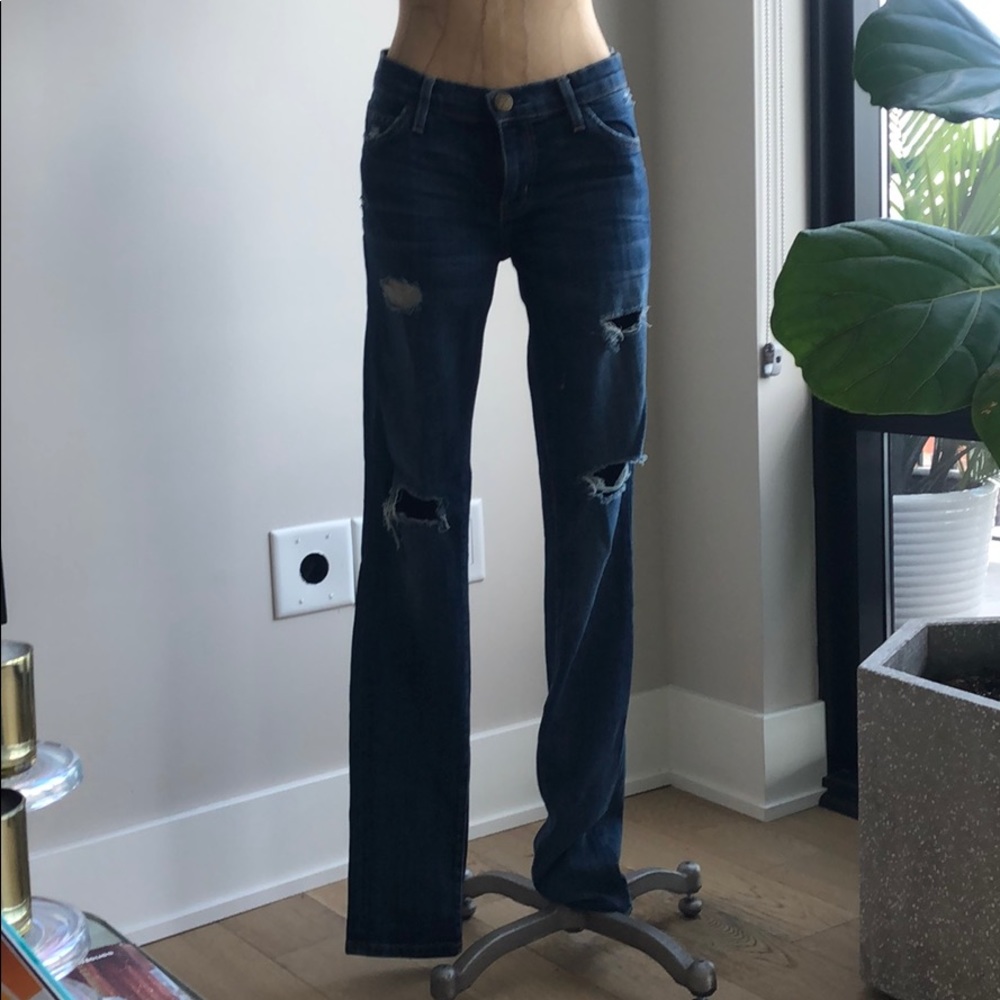 Current Elliot low rise destroyed skinny jeans
